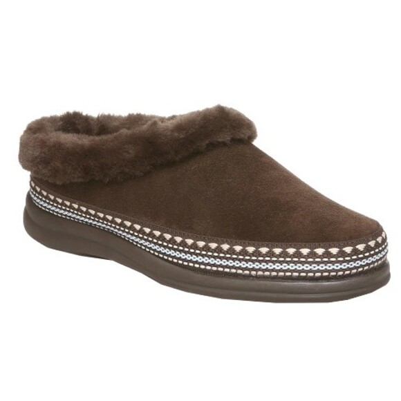 Zodiac Palermo Slippers Shoes Womens 6 M Brown Suede Faux Fur Trim Slip On NWB - Picture 2 of 14